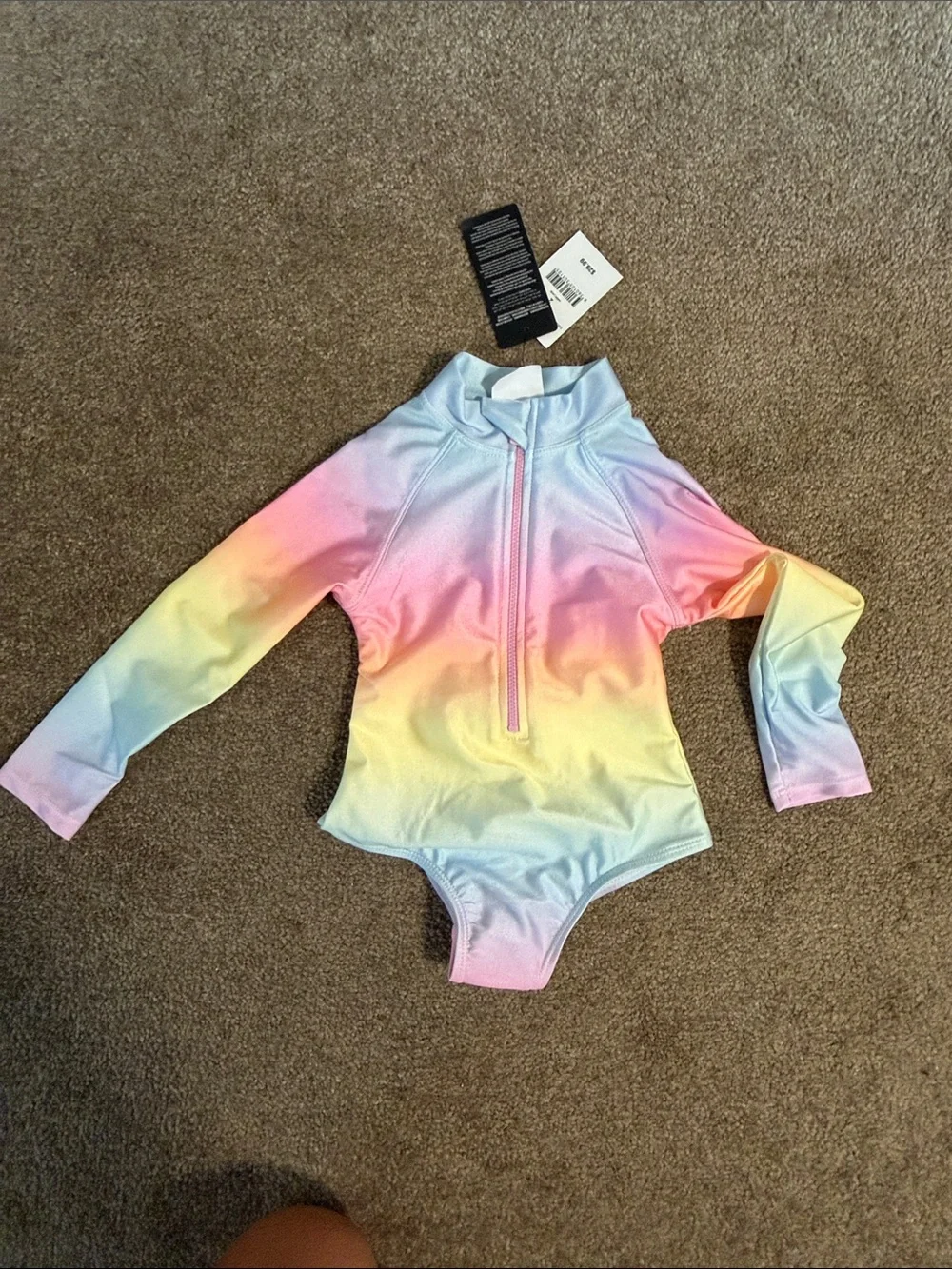Toddler Long-Sleeve Ombre Rainbow One-Piece Swimsuit from Cotton On